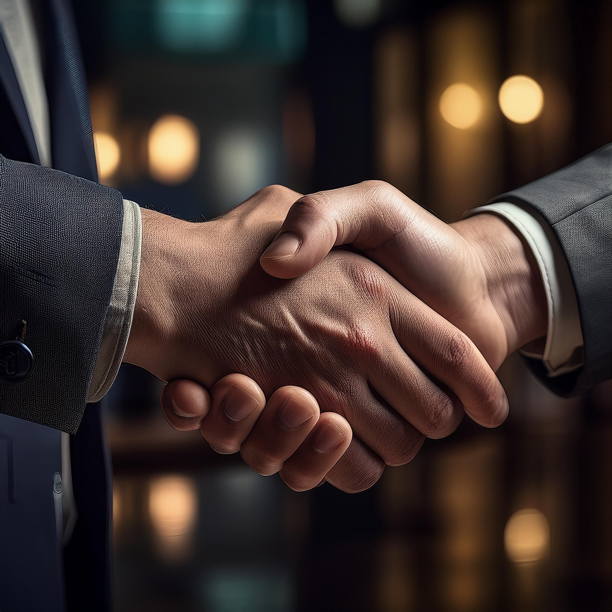 Detailaufnahme eines Autoverkaufsprozesses mit fokussierter Handschlag-Szene.